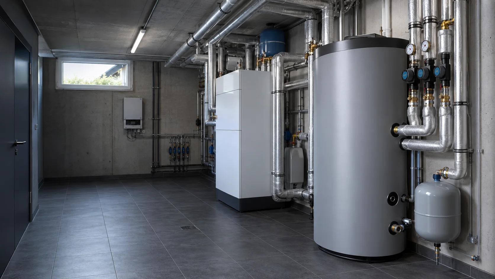 Heizungsinstallation mit Leitungen und Verteilung